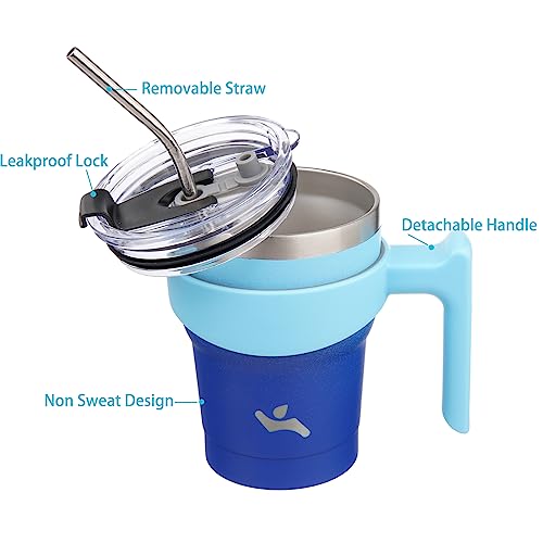 Image of Konokyo 10 oz Tumbler with Handle and Straw, Insulated Travel Mug