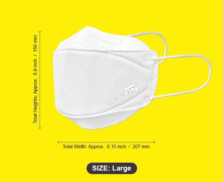 Miniatura 4 de CARE ON Mascarilla protectora (KF94), contra polvo fino, polen, gotas, empaquetada individualmente (paquete de 10), color blanco grande