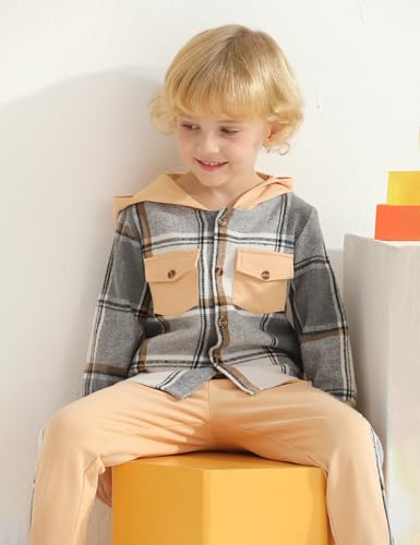 Image of Toddler Boy Clothes Plaid Hooded Shirt White T-shirt Top and Solid Color Pants 3Pcs Winter Boys Clothes
