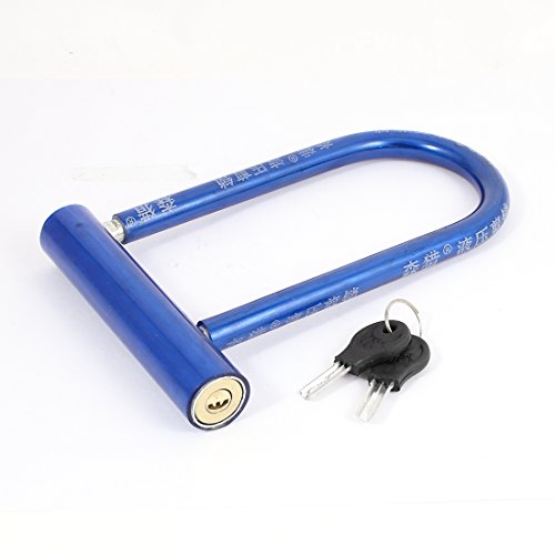 Aexit Blue Black Bike Locks Plastic Coated Bike Motorcycle Security U Lock w U-Locks 2 Keys
