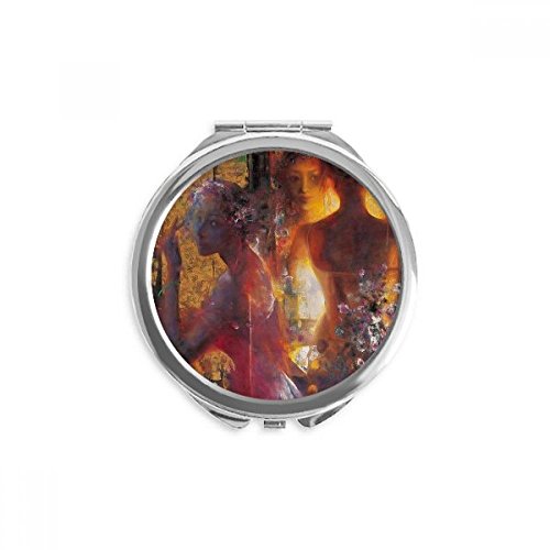 Miroir rond de poche peinture à l'huile fleurs de pêcher xjj avec finition artisanale durable