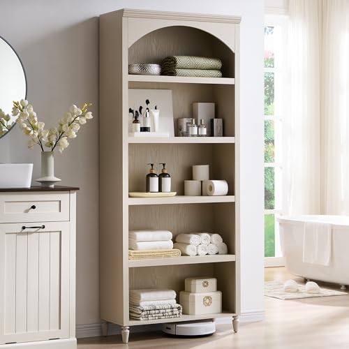 Image of IFBUY 76 inch Arched Bathroom Storage Cabinet, Large Arched Cabinet, Cream