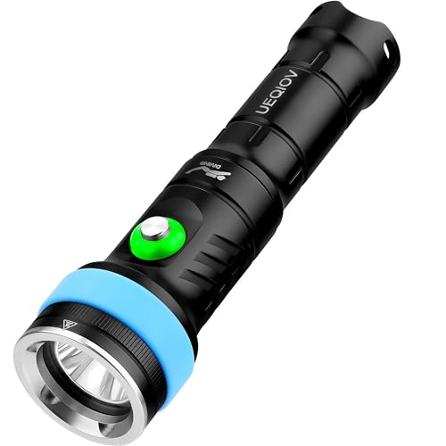 UEQIOV Diving Light is Suitable for Outdoor Scuba Diving, 4000lm Bright Diving Flashlight, 4 Modes of Underwater Lights, IPX8 Waterproof Flashlight (DQ380)
