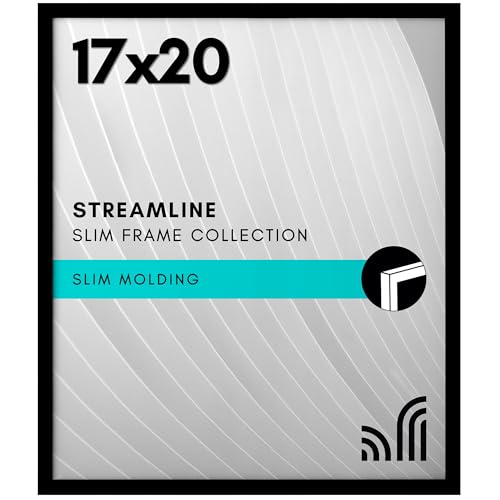 Americanflat 17x20 Picture Frame with Polished Plexiglass - Streamline Collection - Thin Border Picture Frame for Wall Display - Hanging Hardware Included - Black