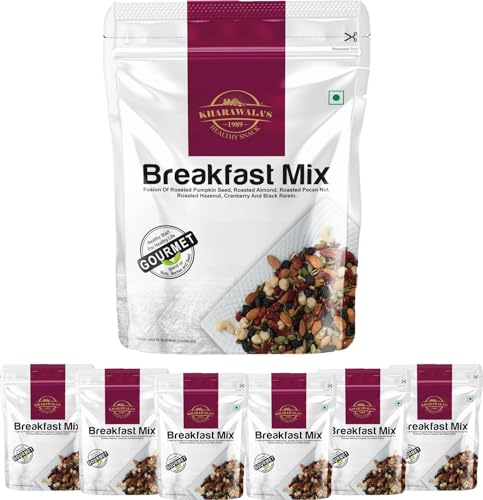 Image of KHARAWALA'S Breakfast Mix - Pack of 7 (200gm Eac) | Fusion of Roasted Pumkin Seed, Almonds, Pecan Nuts, Hazelnut, Cranberry & Black raisins