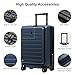 LEVEL8 Road Runner Carry On Luggage with Front Compartment, 20 Inch Lightweight Hard Shell Suitcases with Wheels Airline Approved, Tsa Locks for Luggage, Blue