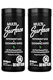 Plant Based Multi Surface Cleaning Wipes Pack of (2) 30 Pieces ach (60 Pieces) Peppermint Sage.