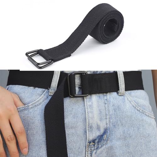 Web Belt 2Pcs - 51.18inch Casual Double Ring Cloth Belt with Double D-ring3