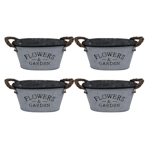 Rdxanc 4 macetas ovaladas de metal decorativas para bodas y fiestas, contenedores de arreglos florales para interiores