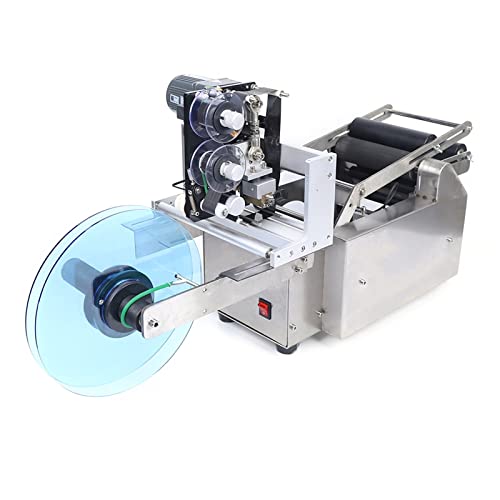 Image of Semi-Automatic Bottle Labeling Machine, Adjustable Plane Labeler Applicator | 20-40pcs /Min,Production Date Marking Machine For Plastic Bottles, Glass Bottles, Metal Bottles,Round