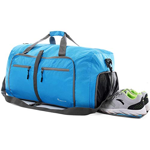 Dimayar 60L Packable Travel Duffle Bag,Unisex Foldable Duffel Bag Large Lightweight Travel Bag Blue