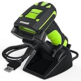 2D Bluetooth Industrial Barcode Scanner, Industrial Bar Code Reader with Wireless 433Mhz 1800 Feet T