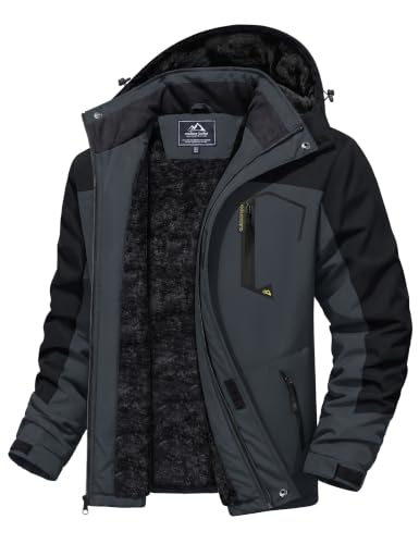 Image of MAGCOMSEN Men's Winter Coats Waterproof Ski Snow Jacket Warm Fleece Jacket Parka Raincoats With Multi-Pockets| Standard Length