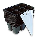 Seed Starter Trays, 144 Cells (24 Trays - 6 Cells Per Tray) + Plant Stakes