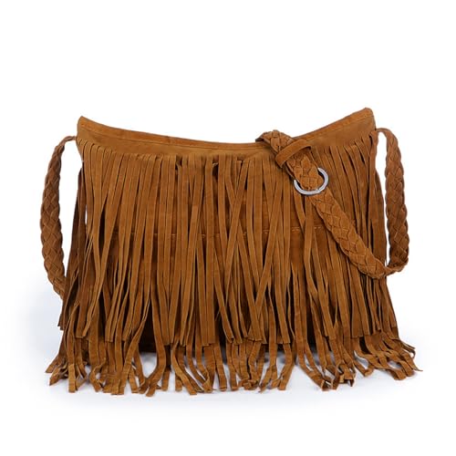 AdiStylinno Bolsas femininas transversais com franjas, bolsa de ombro grande com alça de ombro de camurça Hobos para viagens diárias, Marrom, 34*29*11 cm / 13.3*11.4*4.3 in