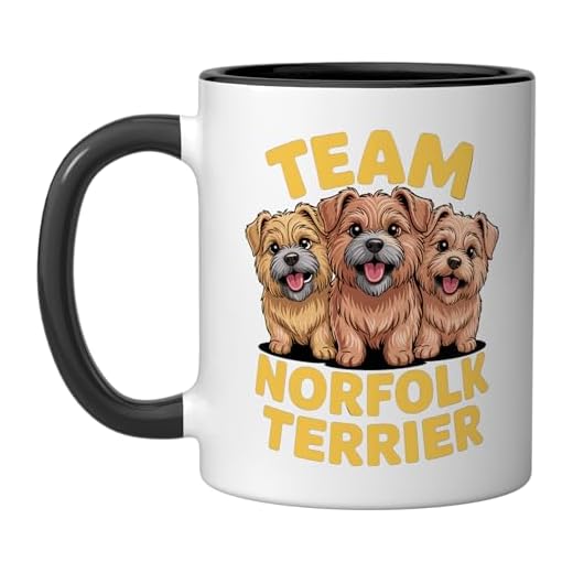 Cartoon Small Working Pet Dog Breed Team Norfolk Terrier Ceramic Mug, Black/White