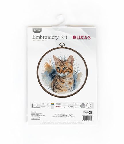 Luca-S Cross Stitch Kit with Hoop Included The Bengal Cat, BC210, Counted Cross Stitch Kit for Adults Needlecraft and Embroidery Kit - Image 3