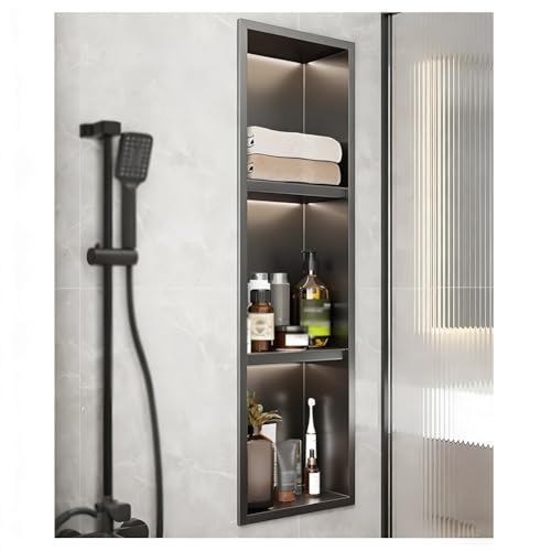 Niche de douche encastrée à LED en acier inoxydable pour un design intérieur élégant