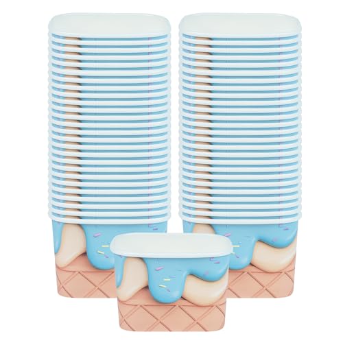 Image of Coppetta 12 Ounce Dessert Cups, 50 Greaseproof Ice Cream Cups - Lids Sold Separately, For Hot And Cold Foods, Frosty Delight Paper Yogurt Bowls, Disposable, Sturdy - Restaurantware
