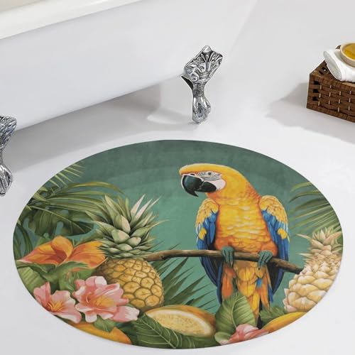 Alfombra pequeña de salón con diseño de pájaro y piñas 6