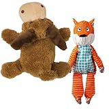 KONG XL 2 Pack - Soft Plush Dog Toy for Large Breeds - Durable, Cuddly & Squeaky - Perfect for Play & Comfort (Moose/Fox)