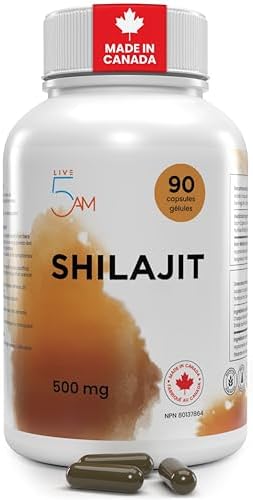Live 5AM Pure Shilajit Supplement 500mg | 90 Vegan Capsules - 50% Fulvic Acid - Sourced from Himalayan Mountains - High Potency & Purity - for Men & Women - Made in Canada