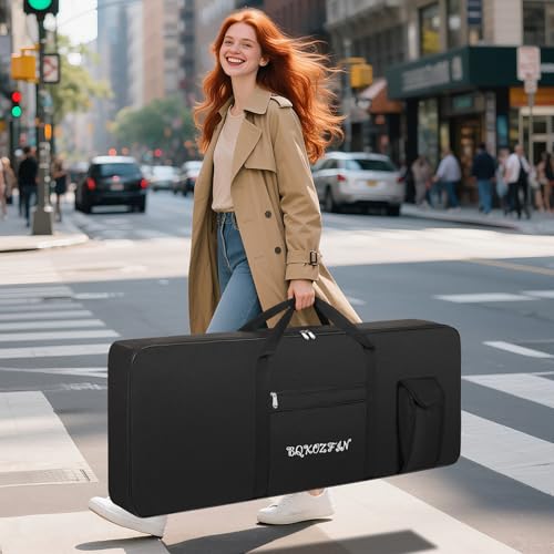 OUUTMEE 61 Key Keyboard Gig Bag - Keyboard Case, Heavy Duty 600D Oxford Piano Case with 10mm Padding, Front Storage Pocket & Dual Shoulder Straps - Protective Cover for Digital Electric Piano (Black) - Image 6