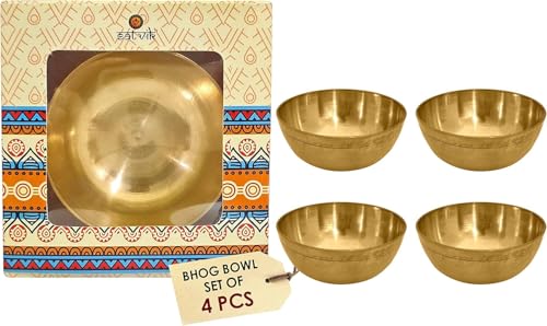 SATVIK Pure Brass Bhog Bowl Set for Pooja