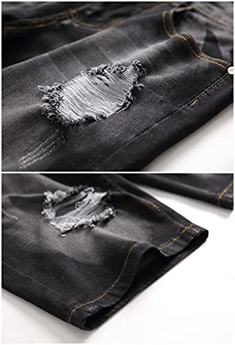 Choinanalc Men's Denim Shorts, Classic Ripped Short Jeans For Men(Black301,32) #TOP4
