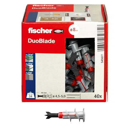 Fischer DuoBlade 40x Tasselli per Cartongesso Autoforanti, Robusti e di Facile Montaggio, 545677