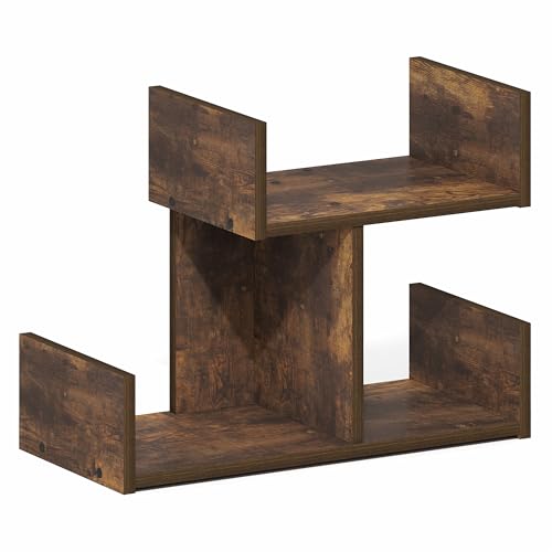 Image of Furinno HERMITE Desk Organizers and Accessories, 2-Tier U-Shape Office Organization Shelf, Desk Top Book Shelf, for Office Supplies, Office Desktop Accessories, Amber Pine