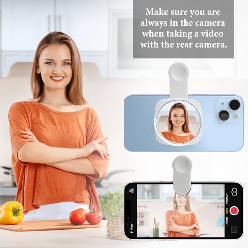Esdallina Phone Rear Camera Selfie Mirror - See How You Look in the Back Camera - for High Definition Photos (White) - Thumbnail 4