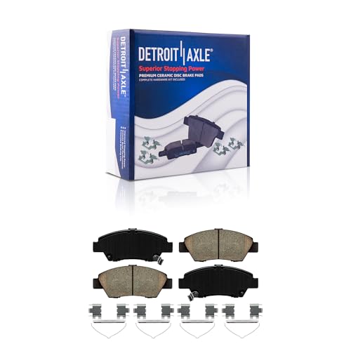 Image of Detroit Axle - Front Brake kit for 2009 2010 2011 2012 2013 Honda Fit | Front Drilled and Slotted Brake Rotors Ceramic Pads Rear Brake Drums Shoes Replacement: 10.32'' inch Front Rotor