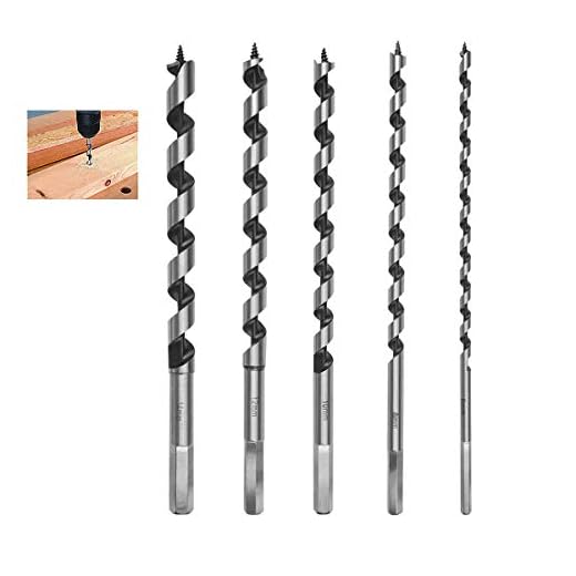 QLOUNI 5Pcs 228mm/9" Extra Long Drill Bit Imperial 6/8/10/12/14mm Hex Shank Brad Point Augers Drill Bits