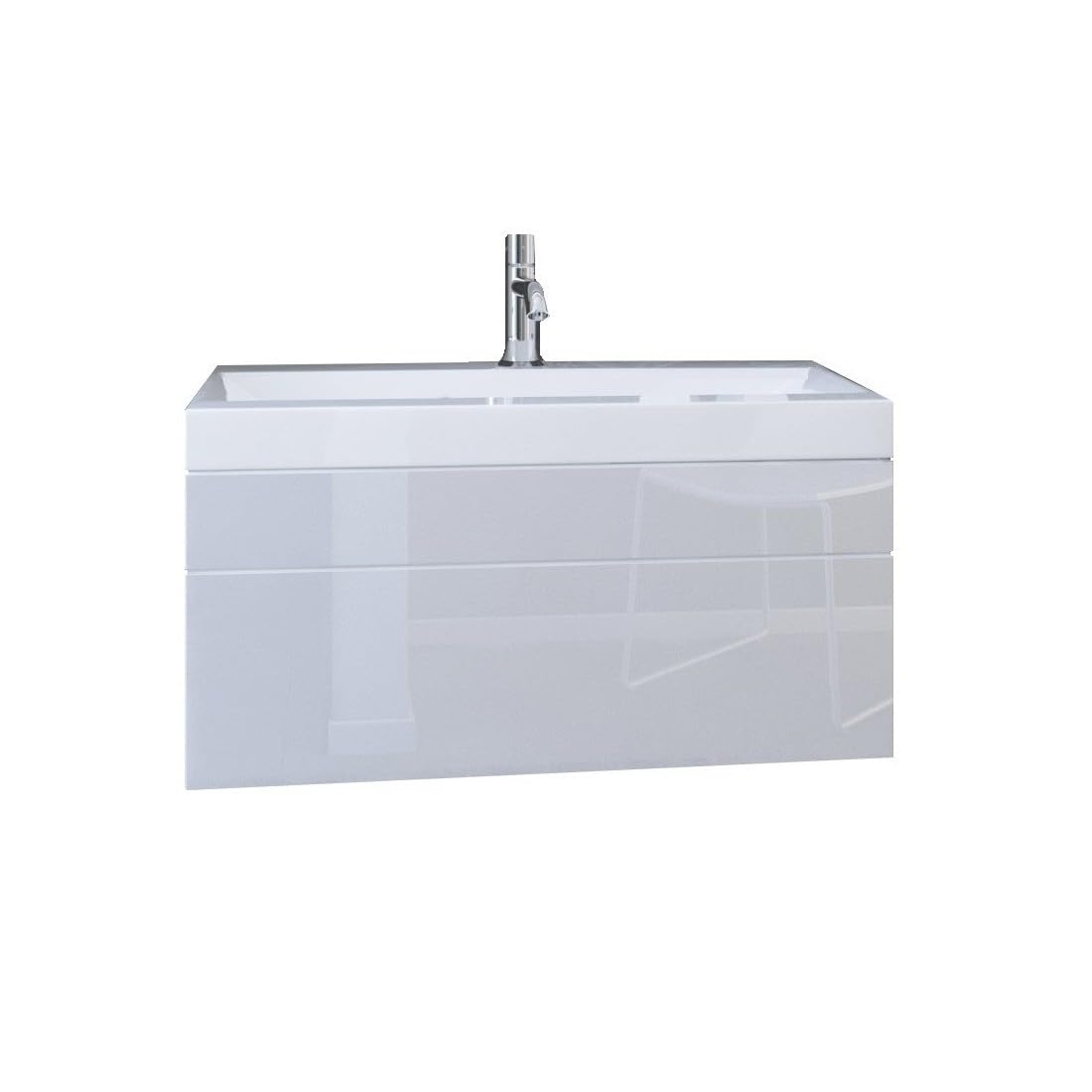 Meublorama Mobile sottolavabo sospeso 80cm Collezione Raven, Colore Bianco Opaco e Lucido, Ideale per Un Bagno di Design