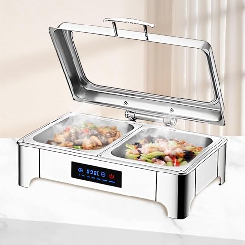 vanenferse 9L Stainless Steel Electric Table Top Food Warmer Adjustable Temperature, Large Pans Keep Food & Plates Hot for Longer, Buffet Warmer Food Server for Catering Restaurants Parties