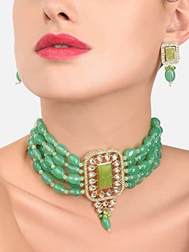 Kundan Choker Necklace & Earring Set For Women