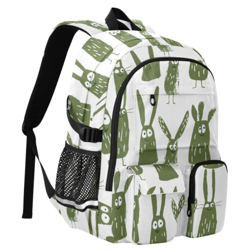 Mochila para laptop de 17.5 pulgadas caqui con diseño de monstruos 2