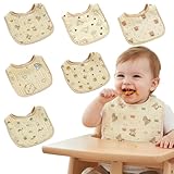 Rieoany 6 Pack Bavoirs Bebe, Doux Réglable Carré Bavoir Bébé, Coton Bavoir, Imprimés Animaliers Bavoirs Pour Unisexe Bébé Fille Et Garçon