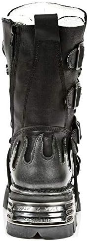 New Rock Unisex 107-S2 Silver Metallic Skull Devil Goth Punk Leather Calf Boots 42 | Image 5