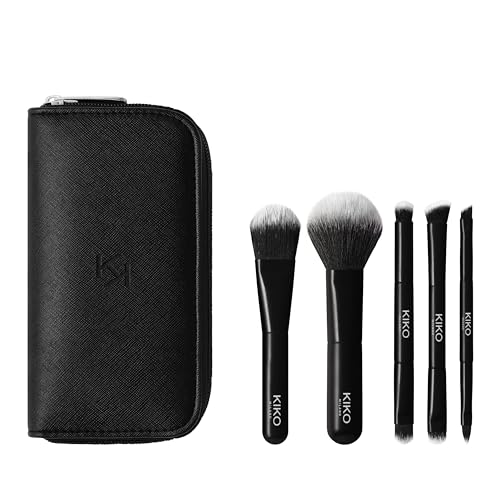 KIKO Milano Travel Brush Set, Pochette Da Viaggio Con 5 Pennelli Professionali