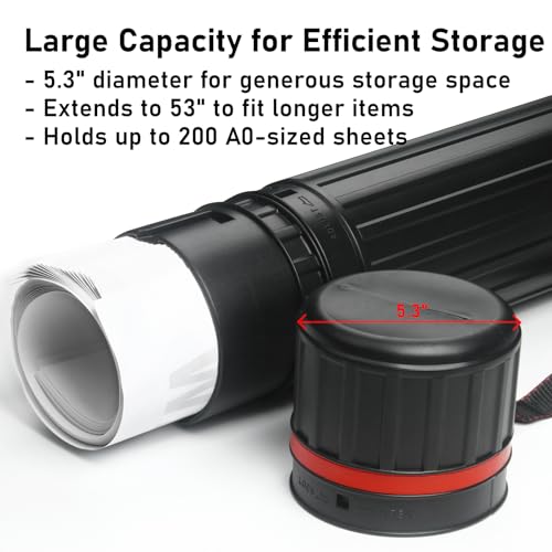 Image of DUNCHATY Expandable Poster Tube with Strap - 25 inch-38.5 inch Blueprint Storage Tube - Waterproof Lightproof Document Carrier for Artwork Maps & Plans