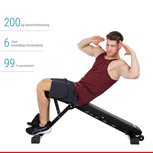 HAMMER Hantelbank Force 2.0, Schrägbank, Negativ-Einstellung, 99% vormontiert, 200 kg Gewichtsbelastung, Transportrollen, 123 x 52 x 120 – Bild 3