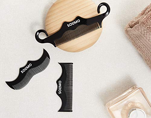 Amazon Brand - Solimo Handmade Black Set of 3 Pocket Combs: 1 Moustache-Shaped, 1 Curved Moustache-Shaped, 1 Moustache… - Image 4