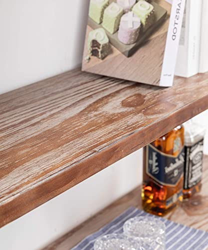 Cthtesy Industrial Wall Mounted Pipe Shelving,Rustic Metal Floating Shelves,Steampunk Real Wood Bookcases,Diy Bookshelf Hanging Shelves, Kitchen Bar Office Home Storage (5-Tier With 4 Boards,48In) #TOP6