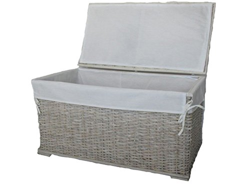 fantasie d oriente Cesto Baule PORTABIANCHERIA Vimini Rattan Bianco SHABY Chic CM 68X40X40H Porta Biancheria Giochi