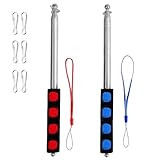 2 PCS 6.5ft Tour Guide Flag Pole Telescoping Handheld Flagpoles Stainless Steel Extendable Portable Flag pole With 6 Clips For Tour Guide Teaching Point Horse Training Totem Pole Festival Parade