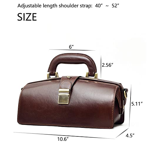 genuine leather handbag cowhide doctor bag brown shoulder bag buckle women's bag2