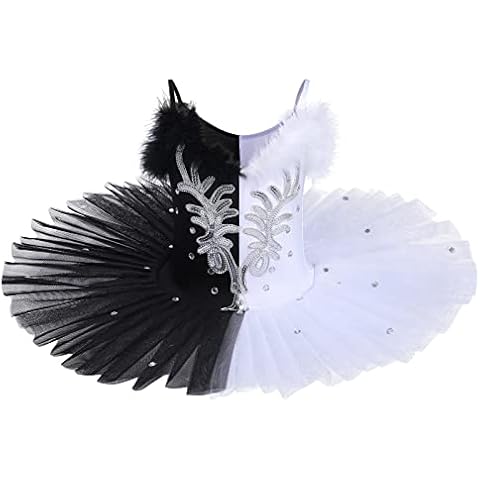 IBTOM CASTLE Maillot Ballet Niña Pluma Bordada Disfraz Bailarina Tutu Princesa Elegante Cover
