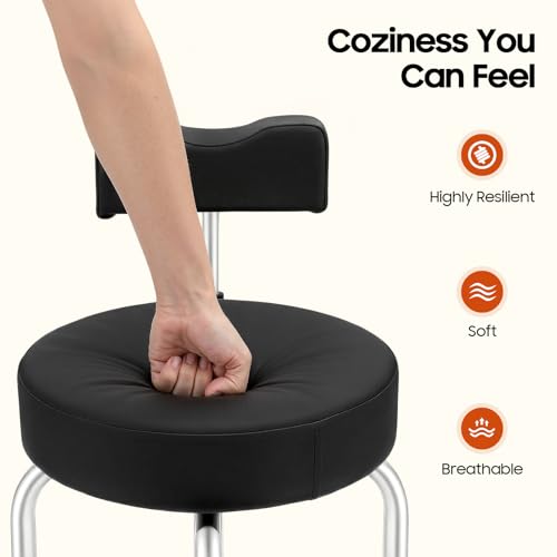 Butaco para Pedicure con Reposapiés Ajustable en Altura, Negro y Plata, para Spa y Salón de Belleza miniatura 5